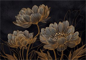 Fotótapéta Virágok Absztrakt Arany Hálószoba Nappali Tapéta Flizelina 200x140