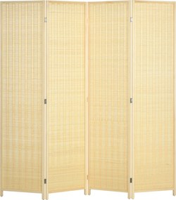 HOMCOM 4-paneles 180 x 180 cm-es Paraván, Bambusból készült, Összecsukható Zajcsökkentő Paraván a Nappaliba, Természetes | Aosom