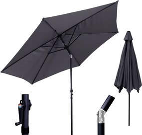 Nagy Esernyő 300 Cm Kerti Erkély hajtókarral Állítható Tömör Grafit