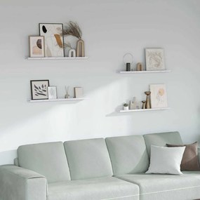 vidaXL Falpolc polcokkal 4 pcs Fehér márvány 80 x 9 x 3 cm Faanyag