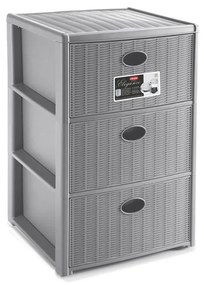 STEFANPLAST Műanyag tároló polc Elegance, 3 fiókos, szürke