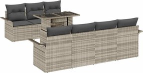 vidaXL Kerti Kanapé Szett párnával 8 pcs Világosszürke polirattan