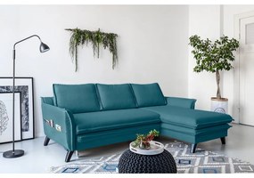 Charming Charlie türkiz kinyitható sarokkanapé, jobb oldali - Miuform