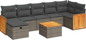 vidaXL 8 részes szürke polyrattan kerti ülőgarnitúra párnákkal