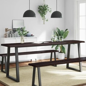 sötétbarna kezelt tömör asztallap 220x50x(2-4) cm