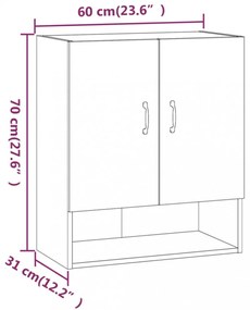 betonszürke szerelt fa faliszekrény 60 x 31 x 70 cm
