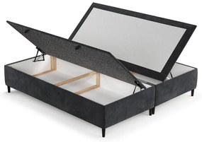 Antracitszürke kárpitozott ágyneműtartós franciaágy 140x200 cm Tate – Maison de Rêve