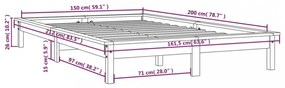 fehér tömör fenyőfa ágykeret 150x200 cm (King Size)