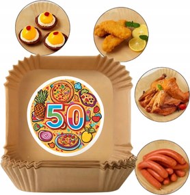 Papírbetét Zsírmentes Olajsütőhöz Air Fryer Négyzet Bronz 50db