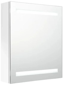 fényes fehér LED-es tükrös fürdőszobaszekrény 50 x 14 x 60 cm