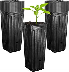 19 db magas fa kaspó, műanyag, magasság 20 cm