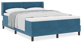 Boxspring Ágy Mattal Sötétkék 140x200 cm Bársony