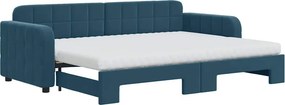 vidaXL kék kihúzható bársony heverő matraccal 80 x 200 cm