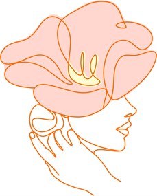 Poszter Abstract Woman 30x40 cm modern line art narancssárga