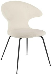 Time Flies karfás design szék, fehér szőrme, fekete láb