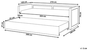 Egyszemélyes ágy 200 x 90 cm Vitto (bézs) (ágyráccsal és tárolóhellyel). 1081412