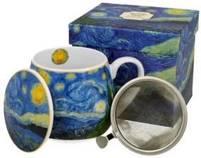 Porcelánbögre tetővel,fémszűrővel,430ml,dobozban, Van Gogh: Csillagos éj