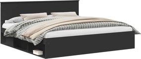 vidaXL Ágykeret fejtámlával Fekete 200 x 200 cm Tömör fenyőfa