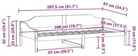 tömör fenyő ágykeret matrac nélkül 80 x 200 cm