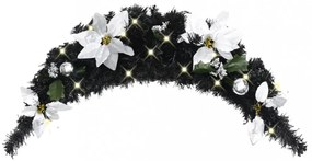 fekete PVC karácsonyi boltív LED-lámpákkal 90 cm