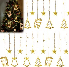 LED-es fényfüggöny Csillagok Meleg fehér 8 üzemmód Karácsonyi lámpák