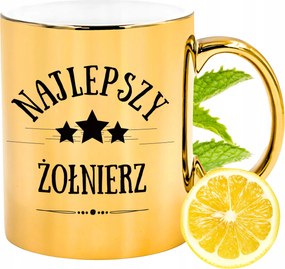 Prémium Arany Csillogó Bögre Katona Ajándék Nyomtatott Fotóval