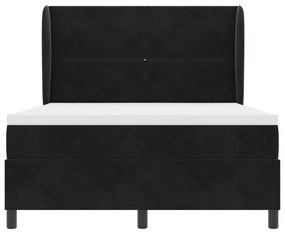 Boxspring Ágy Matrac Vele Fekete 140x200 cm Bársonyos