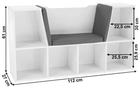 Feria gyermek könyvespolc ülőrésszel, 112 x 27 x 61 cm
