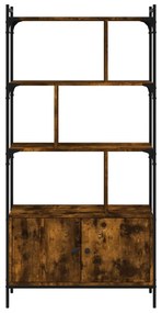 füstös tölgy szerelt fa könyvespolc ajtókkal 76,5x30x154,5 cm