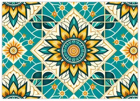 Üveg kép - Türkiz minta (70x50 cm)