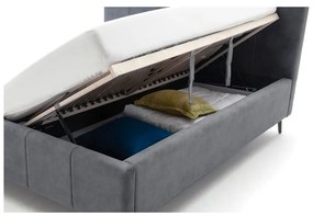 Antracitszürke kárpitozott ágyneműtartós franciaágy ágyráccsal 180x200 cm Lizzano – Meise Möbel