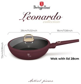 Berlinger Haus indukciós tapadásmentes Wok serpenyő fedővel 28 cm Leonardo Collection