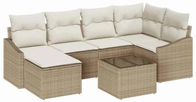 vidaXL Kert étkező szett párnával tárolóval 7 pcs Beige és krém
