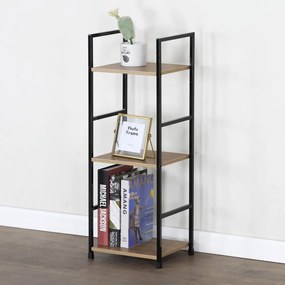 Intenso Home 3 szintes nyitott könyvespolc 29 x 80cm (Aranytölgy) | Univerzális tároló állvány fém lábakkal