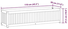 tömör akácfa és acélkerti virágtartó 110 x 30 x 27,5 cm