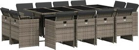 vidaXL 13 részes szürke polyrattan kerti ülőgarnitúra párnákkal