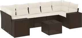 vidaXL 8 részes barna polyrattan kerti ülőgarnitúra párnákkal