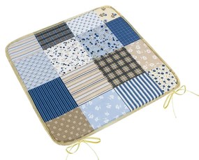 Bellatex Adéla sima patchwork kék ülőpárna, 40 x40 cm