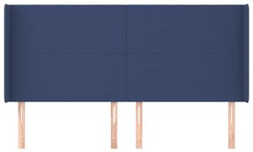 kék szövet fejtámla szárnyakkal 203x16x118/128 cm