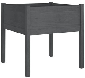 2 db szürke tömör fenyőfa kerti virágtartó 70 x 70 x 70 cm