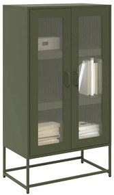 Highboard olívazöld 68x39x123 cm Acél