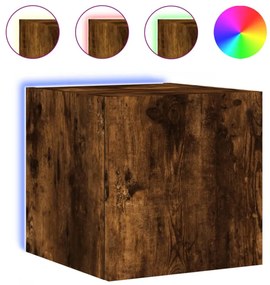 2 db füstös tölgy fali TV-szekrény LED-ekkel 30,5x35x30 cm