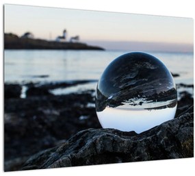 Egy üveggömb képe a sziklán (70x50 cm)