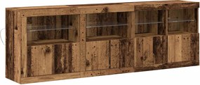 vidaXL LED tálaló LED -es lámpákkal Öreg fa 202 x 37 x 67 cm Faanyag