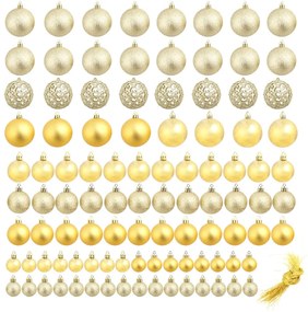 100 darabos aranyszínű karácsonyi gömb készlet 3/4/6 cm