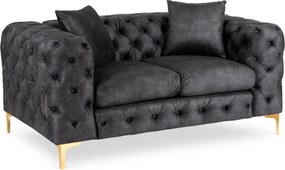 Sofa SORRENTO 2S Dwuosobowa Czarna Welurowa