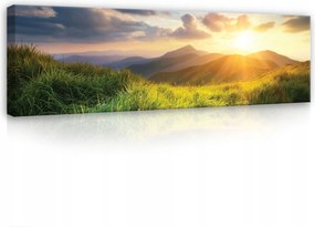 Vászonkép 145x45 Hegyi táj hajnal/alkonyat arany óra természet nyugalom