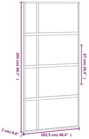 fekete edzett üveg és alumínium tolóajtó 102,5 x 205 cm