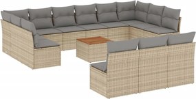 vidaXL 14 részes bézs polyrattan kerti ülőgarnitúra párnával