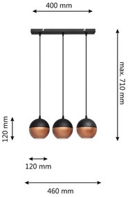LED Csillár zsinóron MIDWAY 3xGU10/4,8W/230V fekete/réz